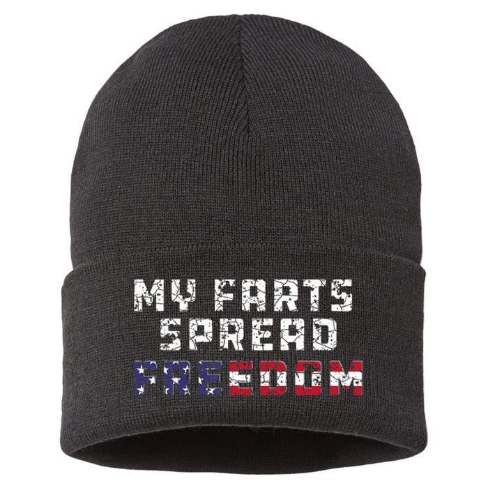 My Farts Spread Freedom Redneck Country Joke USA Flag Humor Sustainable Knit Beanie