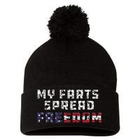 My Farts Spread Freedom Redneck Country Joke USA Flag Humor Pom Pom 12in Knit Beanie