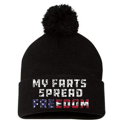 My Farts Spread Freedom Redneck Country Joke USA Flag Humor Pom Pom 12in Knit Beanie