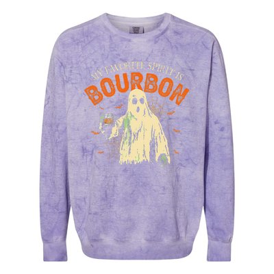 My Favorite Spirit Is Bourbon Funny Ghost Halloween Costume Gift Colorblast Crewneck Sweatshirt