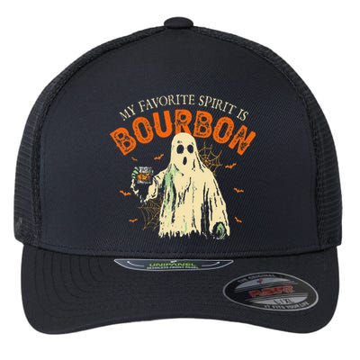 My Favorite Spirit Is Bourbon Funny Ghost Halloween Costume Gift Flexfit Unipanel Trucker Cap