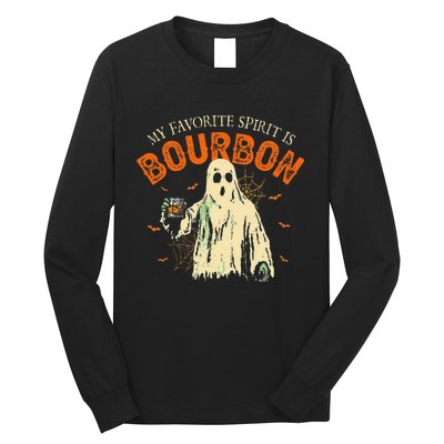 My Favorite Spirit Is Bourbon Funny Ghost Halloween Costume Gift Long Sleeve Shirt