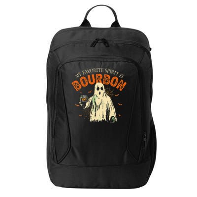 My Favorite Spirit Is Bourbon Funny Ghost Halloween Costume Gift City Backpack