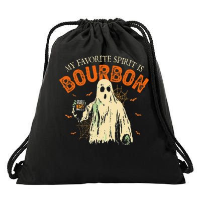 My Favorite Spirit Is Bourbon Funny Ghost Halloween Costume Gift Drawstring Bag