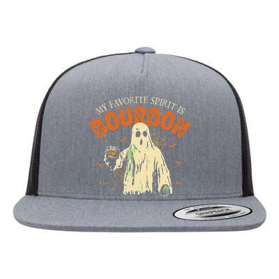 My Favorite Spirit Is Bourbon Funny Ghost Halloween Costume Gift Flat Bill Trucker Hat