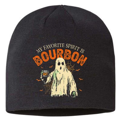 My Favorite Spirit Is Bourbon Funny Ghost Halloween Costume Gift Sustainable Beanie