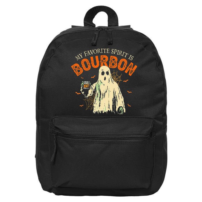 My Favorite Spirit Is Bourbon Funny Ghost Halloween Costume Gift 16 in Basic Backpack