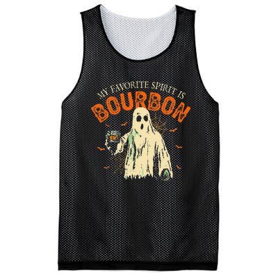 My Favorite Spirit Is Bourbon Funny Ghost Halloween Costume Gift Mesh Reversible Basketball Jersey Tank