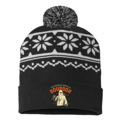 My Favorite Spirit Is Bourbon Funny Ghost Halloween Costume Gift USA-Made Snowflake Beanie