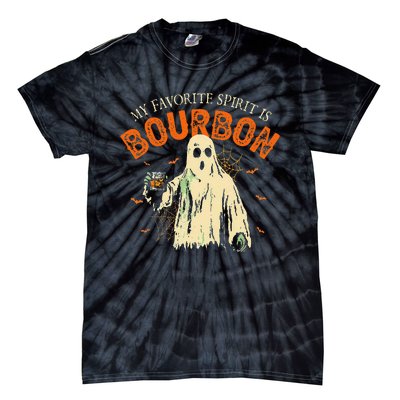 My Favorite Spirit Is Bourbon Funny Ghost Halloween Costume Gift Tie-Dye T-Shirt