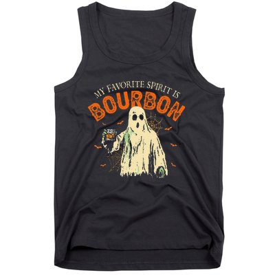 My Favorite Spirit Is Bourbon Funny Ghost Halloween Costume Gift Tank Top