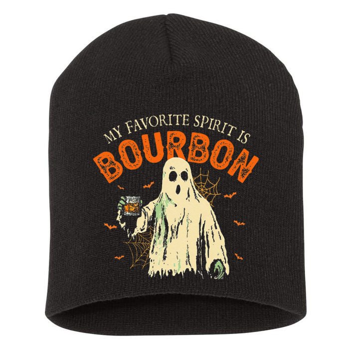 My Favorite Spirit Is Bourbon Funny Ghost Halloween Costume Gift Short Acrylic Beanie