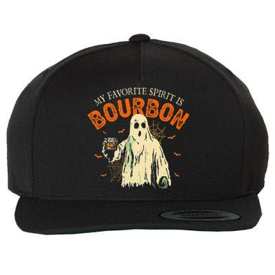 My Favorite Spirit Is Bourbon Funny Ghost Halloween Costume Gift Wool Snapback Cap