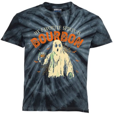 My Favorite Spirit Is Bourbon Funny Ghost Halloween Costume Gift Kids Tie-Dye T-Shirt