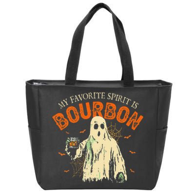 My Favorite Spirit Is Bourbon Funny Ghost Halloween Costume Gift Zip Tote Bag