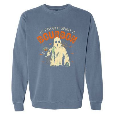 My Favorite Spirit Is Bourbon Funny Ghost Halloween Costume Gift Garment-Dyed Sweatshirt