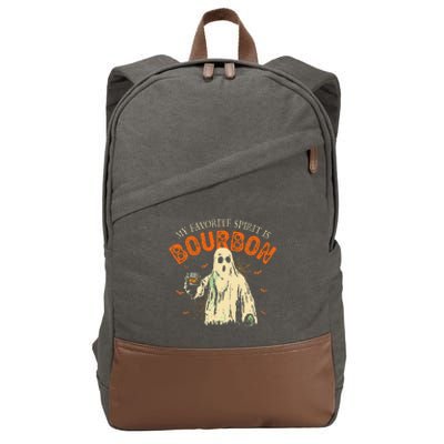 My Favorite Spirit Is Bourbon Funny Ghost Halloween Costume Gift Cotton Canvas Backpack