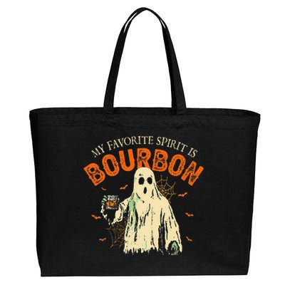 My Favorite Spirit Is Bourbon Funny Ghost Halloween Costume Gift Cotton Canvas Jumbo Tote