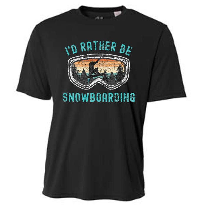 Mountains Funny Snowboarding I'd Rather Be Snowboarding Cooling Performance Crew T-Shirt