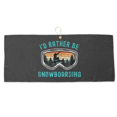 Mountains Funny Snowboarding I'd Rather Be Snowboarding Large Microfiber Waffle Golf Towel