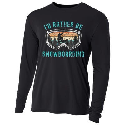 Mountains Funny Snowboarding I'd Rather Be Snowboarding Cooling Performance Long Sleeve Crew