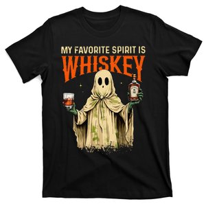 My Favorite Spirit Is Whiskey Funny Ghost Spooky Season T-Shirt