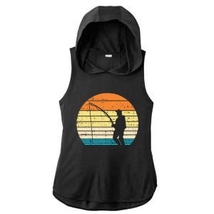 Man Fishing Sunset Retro Angling Fisherman Angler Gift Ladies PosiCharge Tri-Blend Wicking Draft Hoodie Tank