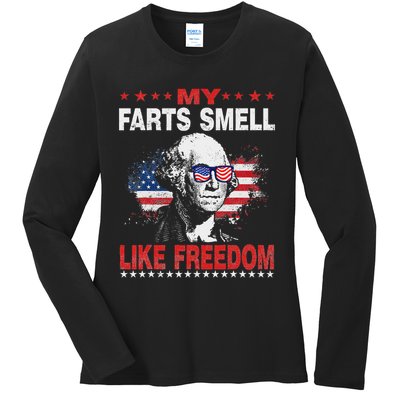 My Farts Smell Like Freedom 4th Of July For Patriotic Of Usa Ladies Long Sleeve Shirt