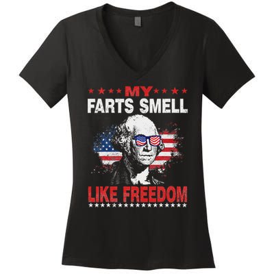 My Farts Smell Like Freedom 4th Of July For Patriotic Of Usa Women's V-Neck T-Shirt