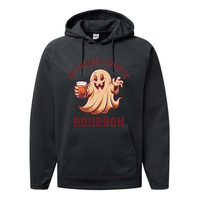 My Favorite Spirit Is Bourbon | Bourbon Lover Gifts Performance Fleece Hoodie