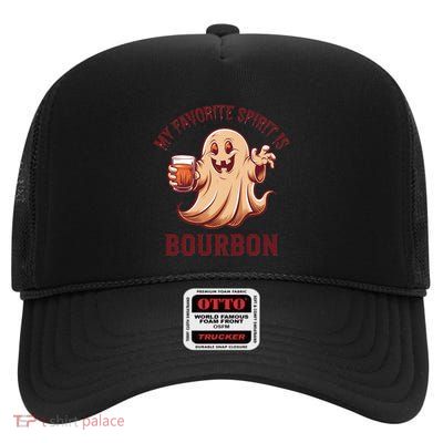 My Favorite Spirit Is Bourbon | Bourbon Lover Gifts High Crown Mesh Back Trucker Hat