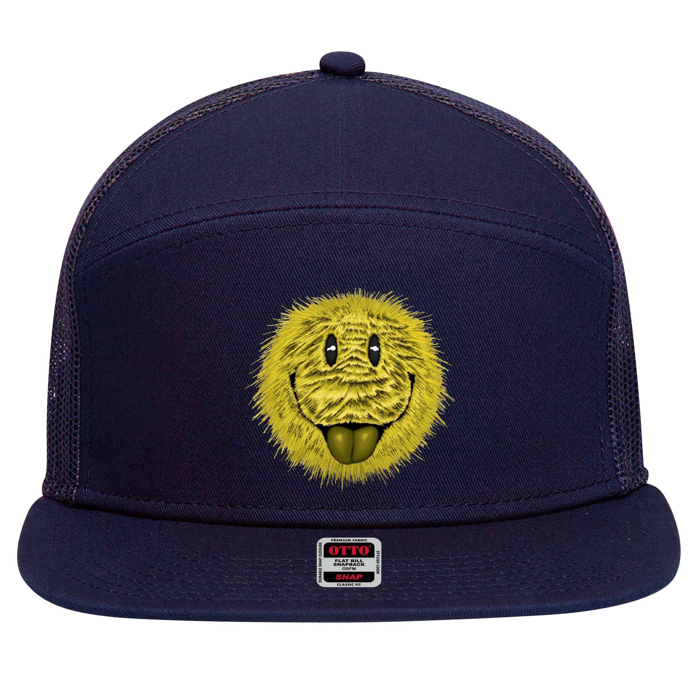 Ma Fur Smiley Pet 7 Panel Mesh Trucker Snapback Hat