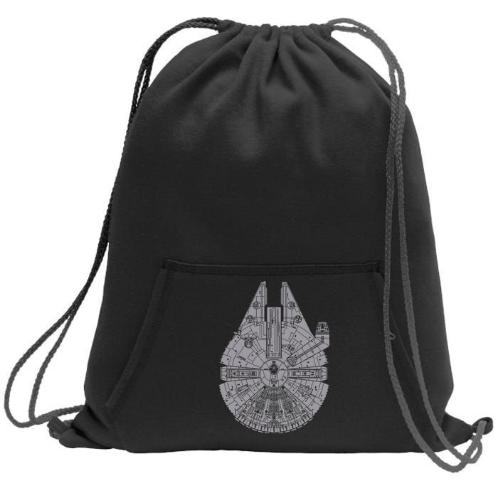 MILLENNIUM FALCON Sketch Sweatshirt Cinch Pack Bag