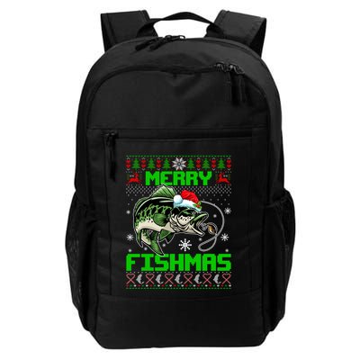 Merry Fishmas Santa Bass Fish Christmas Fishing Ugly Sweater Meaningful Gift Backpack