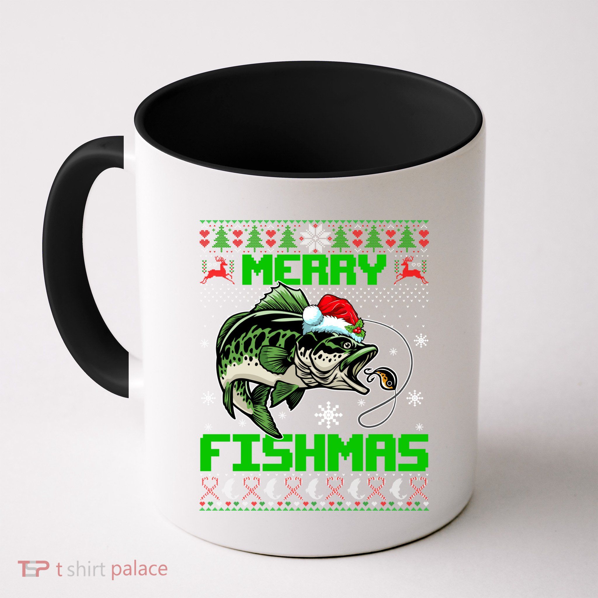 Merry Fishmas Santa Bass Fish Christmas Fishing Ugly Sweater Meaningful Gift Mug