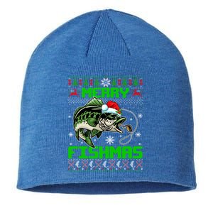 Merry Fishmas Santa Bass Fish Christmas Fishing Ugly Sweater Meaningful Gift Sustainable Beanie