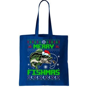 Merry Fishmas Santa Bass Fish Christmas Fishing Ugly Sweater Meaningful Gift Tote Bag