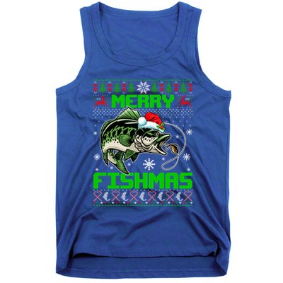 Merry Fishmas Santa Bass Fish Christmas Fishing Ugly Sweater Meaningful Gift Tank Top