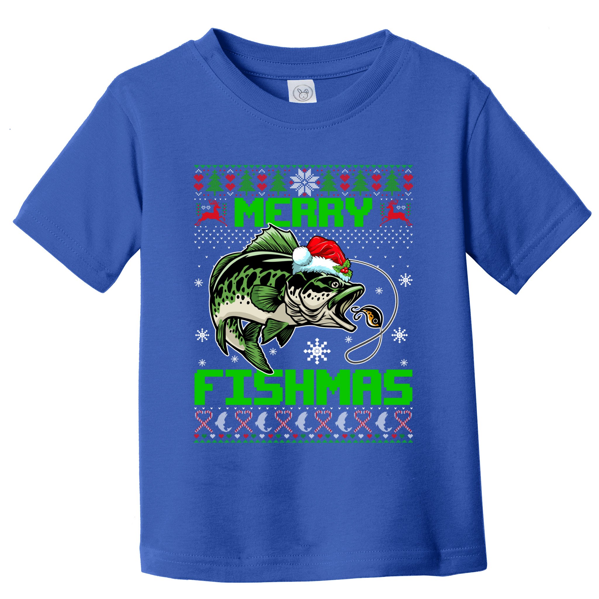 Merry Fishmas Santa Bass Fish Christmas Fishing Ugly Sweater Meaningful Gift Toddler T-Shirt
