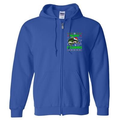Merry Fishmas Santa Bass Fish Christmas Fishing Ugly Sweater Meaningful Gift Full Zip Hoodie