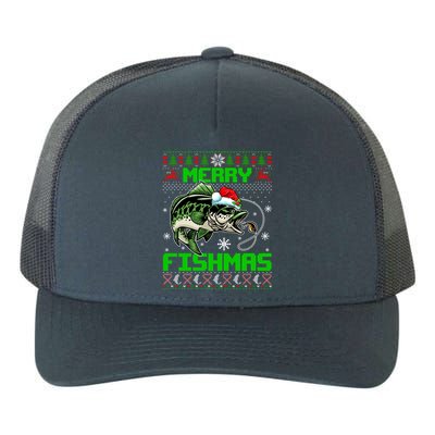 Merry Fishmas Santa Bass Fish Christmas Fishing Ugly Sweater Meaningful Gift Yupoong Adult 5-Panel Trucker Hat