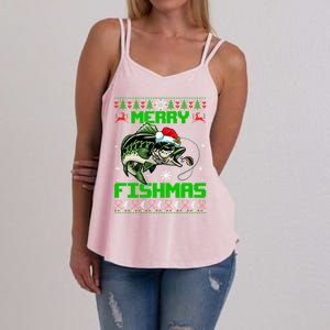 Merry Fishmas Santa Bass Fish Christmas Fishing Ugly Sweater Meaningful Gift Women's Strappy Tank