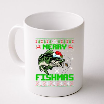 Merry Fishmas Santa Bass Fish Christmas Fishing Ugly Sweater Meaningful Gift Coffee Mug