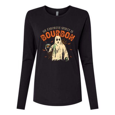 My Favorite Spirit Is Bourbon Funny Ghost Halloween Costume Womens Cotton Relaxed Long Sleeve T-Shirt