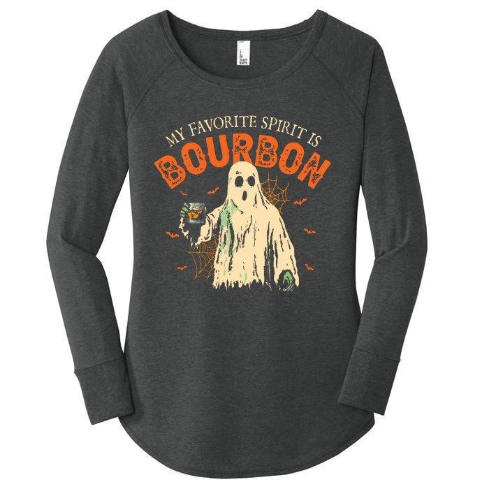 My Favorite Spirit Is Bourbon Funny Ghost Halloween Costume Women's Perfect Tri Tunic Long Sleeve Shirt