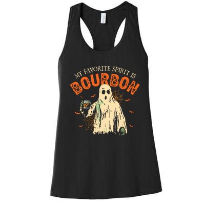 My Favorite Spirit Is Bourbon Funny Ghost Halloween Costume Women's Racerback Tank