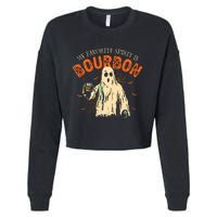 My Favorite Spirit Is Bourbon Funny Ghost Halloween Costume Cropped Pullover Crew