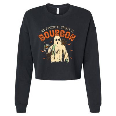 My Favorite Spirit Is Bourbon Funny Ghost Halloween Costume Cropped Pullover Crew