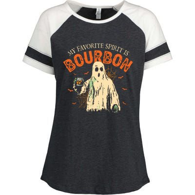 My Favorite Spirit Is Bourbon Funny Ghost Halloween Costume Enza Ladies Jersey Colorblock Tee