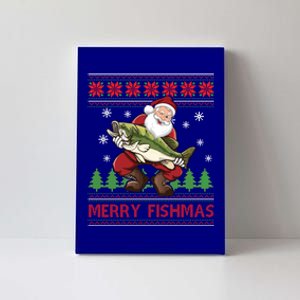 Merry Fishmas Santa Fishing Ugly Christmas Sweater Style Gift Canvas